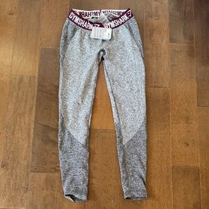 Gymshark Gray Leggings with Maroon Waistband